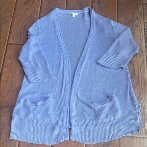 J. Jill Light Blue Open-Front Cardigan